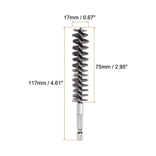 HARFINGTON Stainless Steel Bore Brush 17mm (0.67 Inch) Hex Shank | Rust & Dirt Removal Tool thumbnail 2