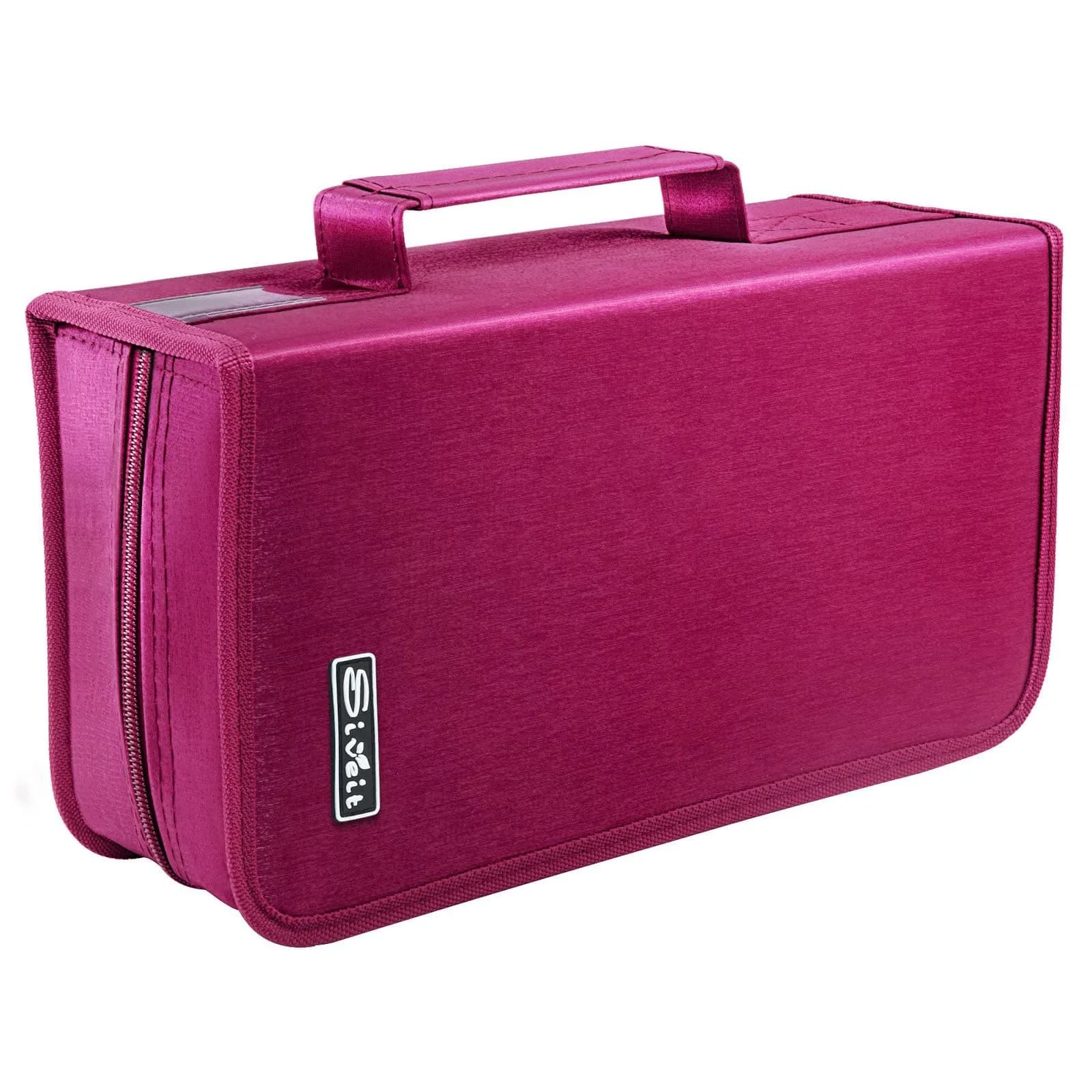 Siveit DVD Case Holder, Rose | 160 Capacity Portable Media Organizer for Home & Travel — Rose