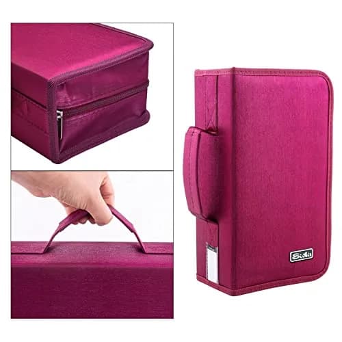 Siveit DVD Case Holder, Rose | 160 Capacity Portable Media Organizer for Home & Travel thumbnail 3