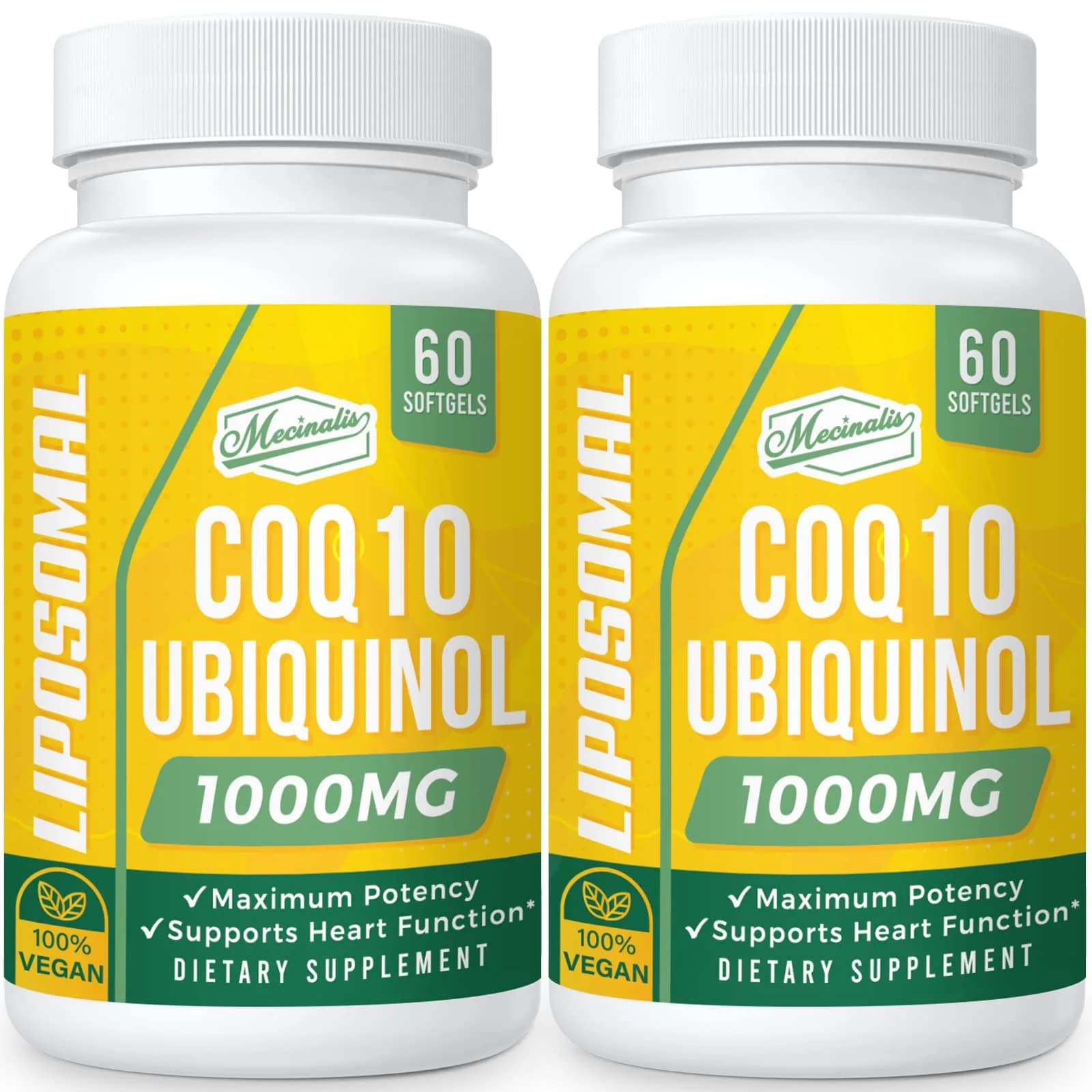 Mecinalis 1000mg Liposomal CoQ10 Softgels | Better Absorption CoQ10 Ubiquinol Supplement | Heart Function & Energy Production | Active Antioxidant Form of Vegan Coenzyme Q10 | Non-GMO | 120 Softgels — Softgel