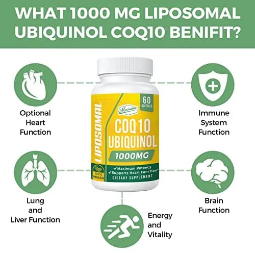 Mecinalis 1000mg Liposomal CoQ10 Softgels | Better Absorption CoQ10 Ubiquinol Supplement | Heart Function & Energy Production | Active Antioxidant Form of Vegan Coenzyme Q10 | Non-GMO | 120 Softgels thumbnail 4