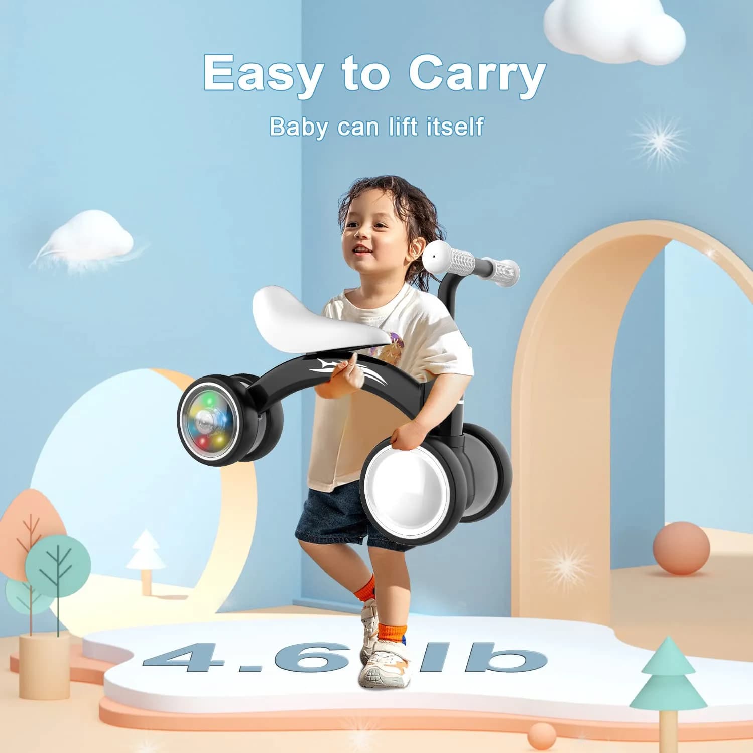 Gamfeiny Colorful Lighting Baby Balance Bike | 10-36 Months Toddler First Riding Toy - view 7
