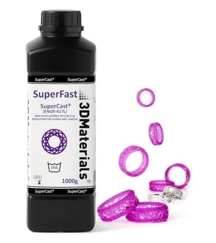 3DMaterials SuperCast 8K 3D Print Resin Wax Filled Jewelry Casting 1000g | High-Resolution, Low Temp Burnout thumbnail 1