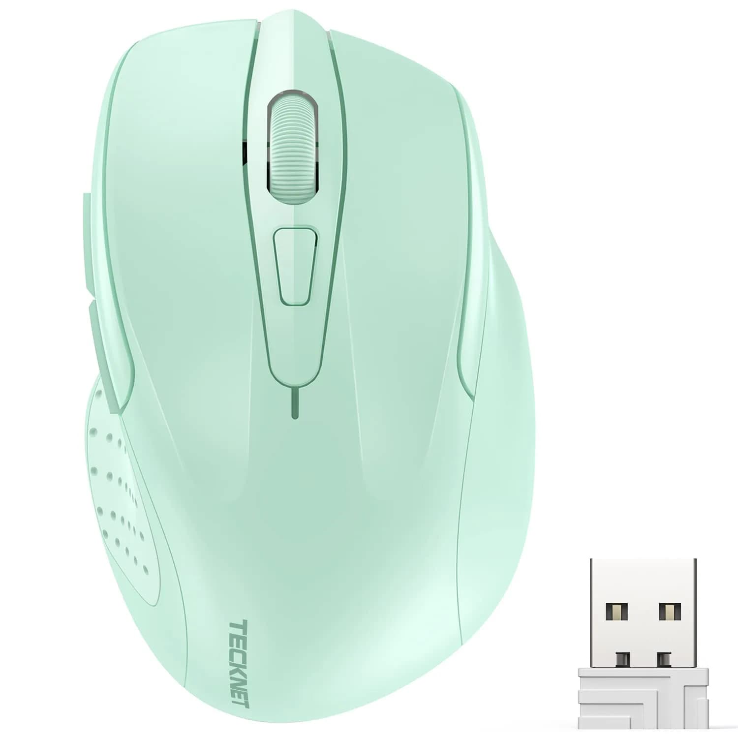 TECKNET Wireless Ergonomic Computer Mouse M003 - Vibrant Green, 2600 DPI for Right-Handed Use - main product image