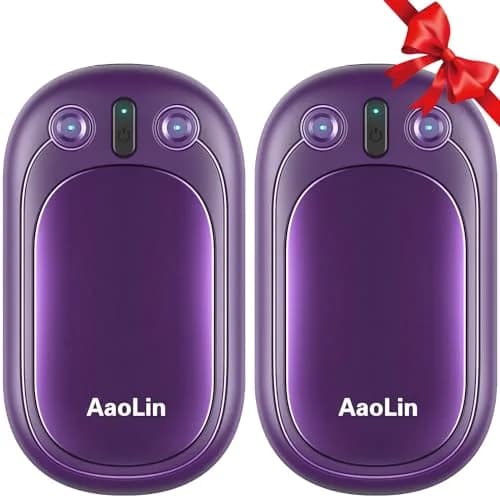 AaoLin Rechargeable Hand Warmers 2-Pack, 2-in-1 Electric Pocket Heaters - 2 Pack Purple thumbnail 1
