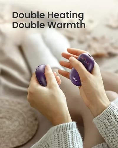 AaoLin Rechargeable Hand Warmers 2-Pack, 2-in-1 Electric Pocket Heaters - 2 Pack Purple thumbnail 5