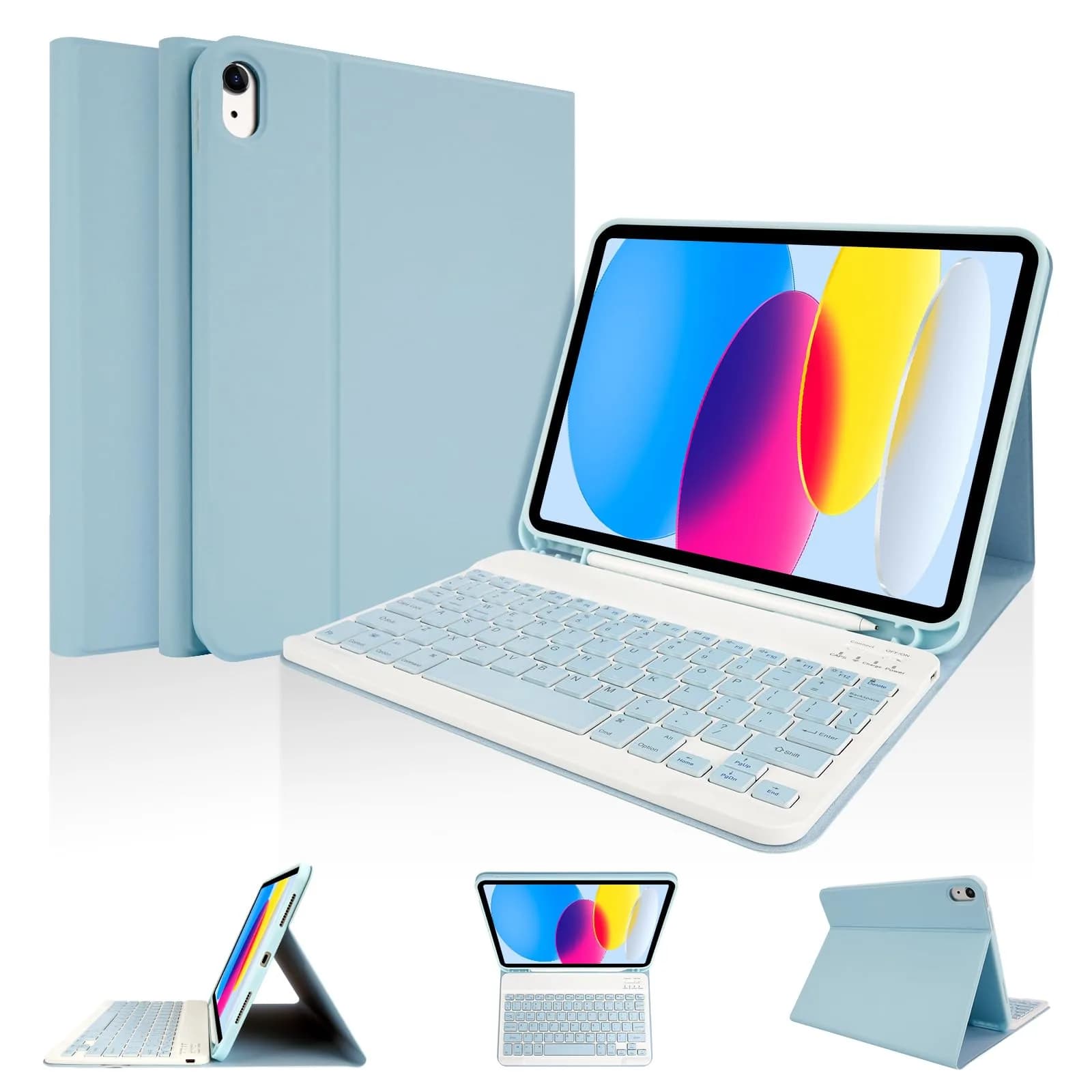 LAMA Magnetic Keyboard Case for iPad (A16) 11th Gen 2025 /10th Gen 2022 | Slim & Light with Pencil Holder, Sky Blue