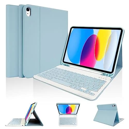 LAMA Magnetic Keyboard Case for iPad (A16) 11th Gen 2025 /10th Gen 2022 | Slim & Light with Pencil Holder, Sky Blue - main product image