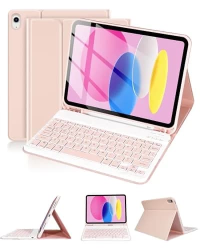 LAMA Pink Keyboard Case for iPad (A16) 11th Gen 2025 /10th Gen 2022 10.9 inch | Slim, Light & Magnetic with Pencil Holder thumbnail 1