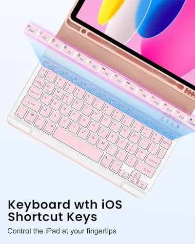 LAMA Pink Keyboard Case for iPad (A16) 11th Gen 2025 /10th Gen 2022 10.9 inch | Slim, Light & Magnetic with Pencil Holder thumbnail 4