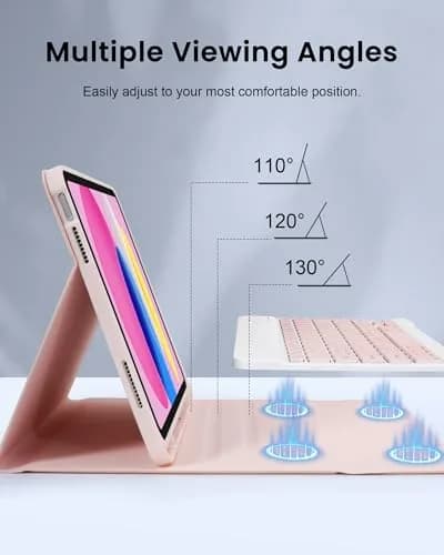 LAMA Pink Keyboard Case for iPad (A16) 11th Gen 2025 /10th Gen 2022 10.9 inch | Slim, Light & Magnetic with Pencil Holder thumbnail 8