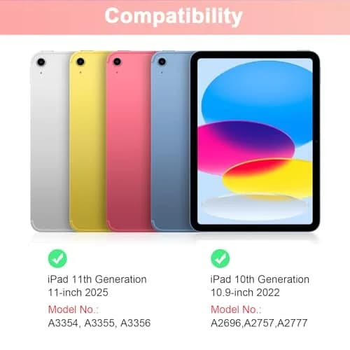 LAMA Pink Keyboard Case for iPad (A16) 11th Gen 2025 /10th Gen 2022 10.9 inch | Slim, Light & Magnetic with Pencil Holder thumbnail 2