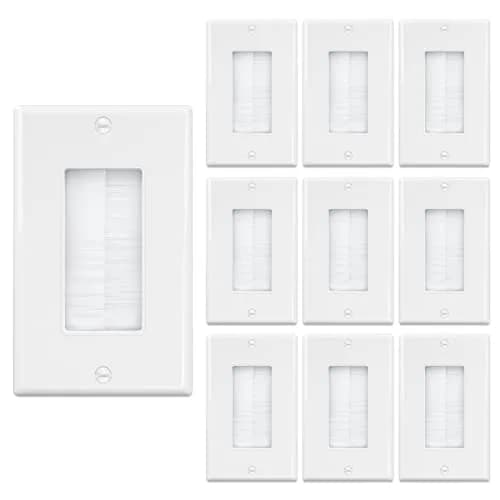 iwillink Brush Wall Plate 10 Pack White Single Gang | Professional Cable Management for Home Theater thumbnail 1
