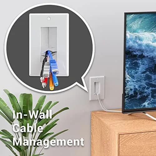 iwillink Brush Wall Plate 10 Pack White Single Gang | Professional Cable Management for Home Theater thumbnail 2