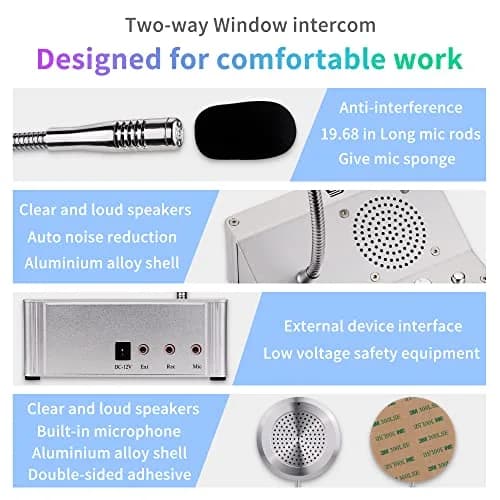 DESHUN DS-2008 Window Intercom System with Microphone | 19.7cm (7.75in) Length thumbnail 3