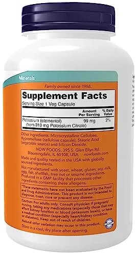 Now Foods Potassium Citrate 99 mg Veg Capsules 360 Count | Supports Electrolyte Balance and Normal pH thumbnail 2