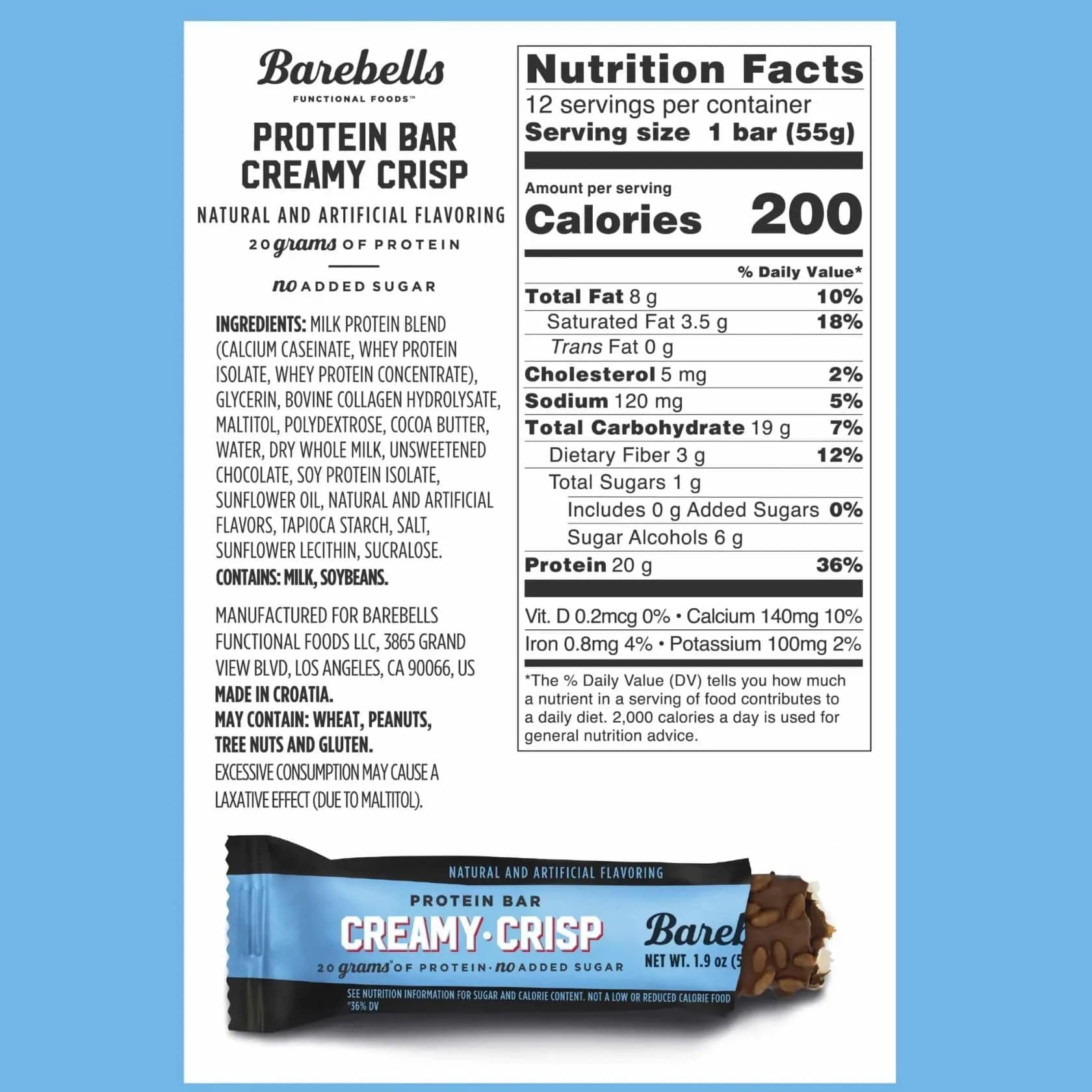 BAREBELLS Creamy Crisp Protein Bars 12 Count | High Protein Snack Bar - view 6