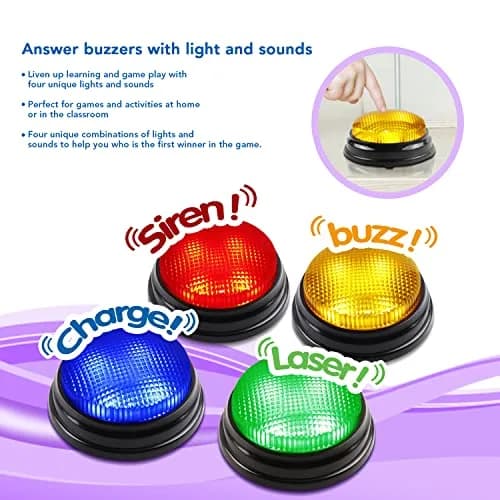 BEAN LIEVE 4-Pack Game Buzzers with Lights & Sounds | Educational Classroom & Party Game Show Answer Buzzers thumbnail 2