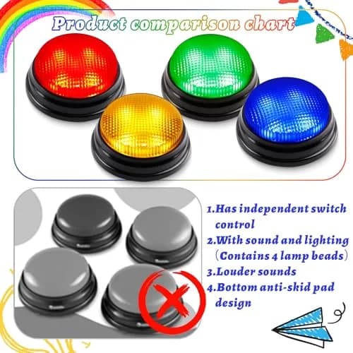 BEAN LIEVE 4-Pack Game Buzzers with Lights & Sounds | Educational Classroom & Party Game Show Answer Buzzers thumbnail 3
