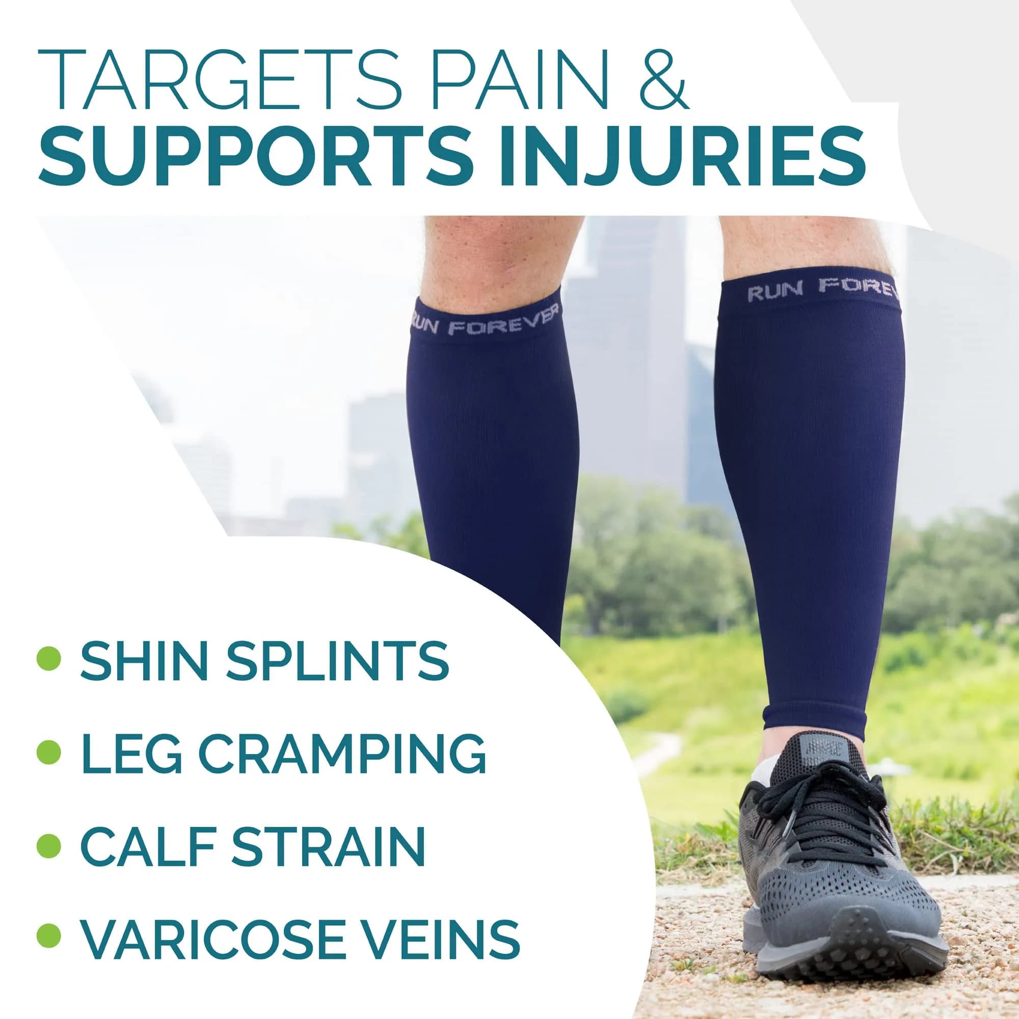 Run Forever Calf Compression Sleeve Small Navy | 20-30mmHg Graduated Compression for Pain Relief & Recovery - view 4