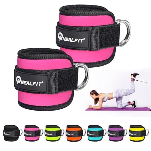 NEALFIT Pink Ankle Strap for Cable Machine, Pair | Comfortable Padded Cuffs for Glute Kickbacks, Leg Extensions, Hip Abductors thumbnail 1