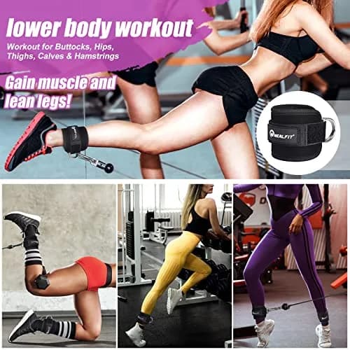 NEALFIT Ankle Strap for Cable Machine, Black Single | Reinforced Steel D-Ring for Glute Kickbacks thumbnail 6
