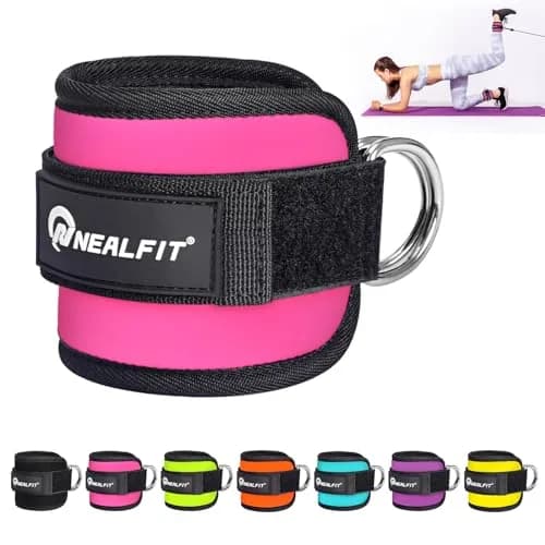 NEALFIT Pink Cable Machine Ankle Strap | Adjustable for Glute Kickbacks, Leg Extensions, Hip Abductors (Single, 0.13 kg) thumbnail 1