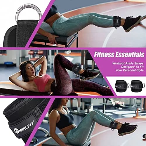 NEALFIT Black Ankle Strap Pair for Cable Machines | Reinforced Steel D-Ring for Glute Kickbacks & Leg Extensions thumbnail 5