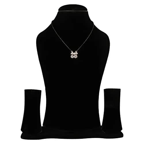 I Jewels Rose Gold Plated Black Beads CZ AD Mangalsutra For Women (D097) | Traditional Indian Wedding Jewelry thumbnail 5