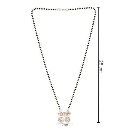 I Jewels Rose Gold Plated Black Beads CZ AD Mangalsutra For Women (D097) | Traditional Indian Wedding Jewelry thumbnail 6