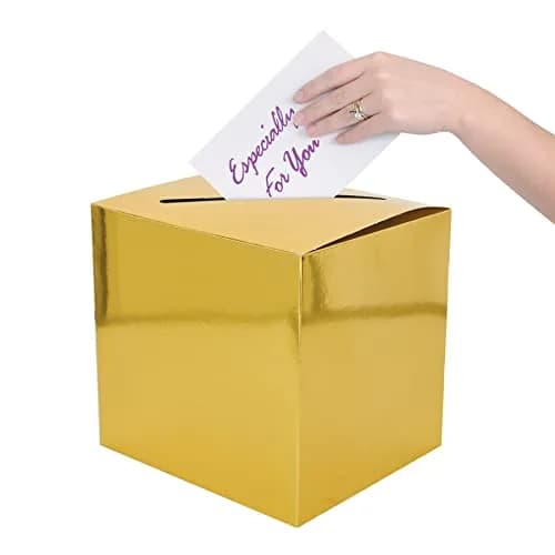Beistle Gold Foil Card Box Holder 9x9 inches | Party & Wedding Card Holder thumbnail 5