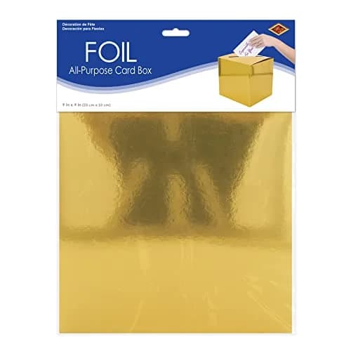 Beistle Gold Foil Card Box Holder 9x9 inches | Party & Wedding Card Holder thumbnail 6