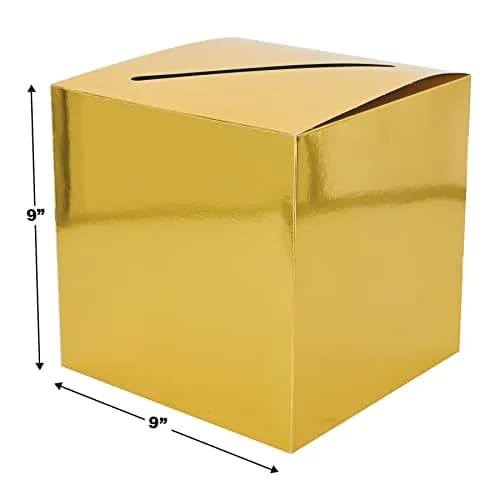 Beistle Gold Foil Card Box Holder 9x9 inches | Party & Wedding Card Holder thumbnail 2