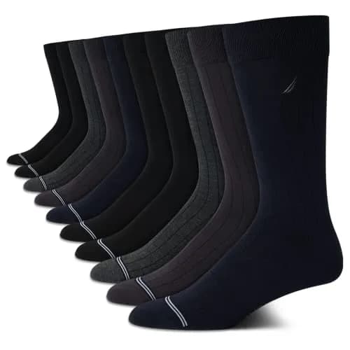 Nautica Mens Dress Socks 10 Pack | Comfort Stretch Crew Socks for Formal & Casual Wear thumbnail 1