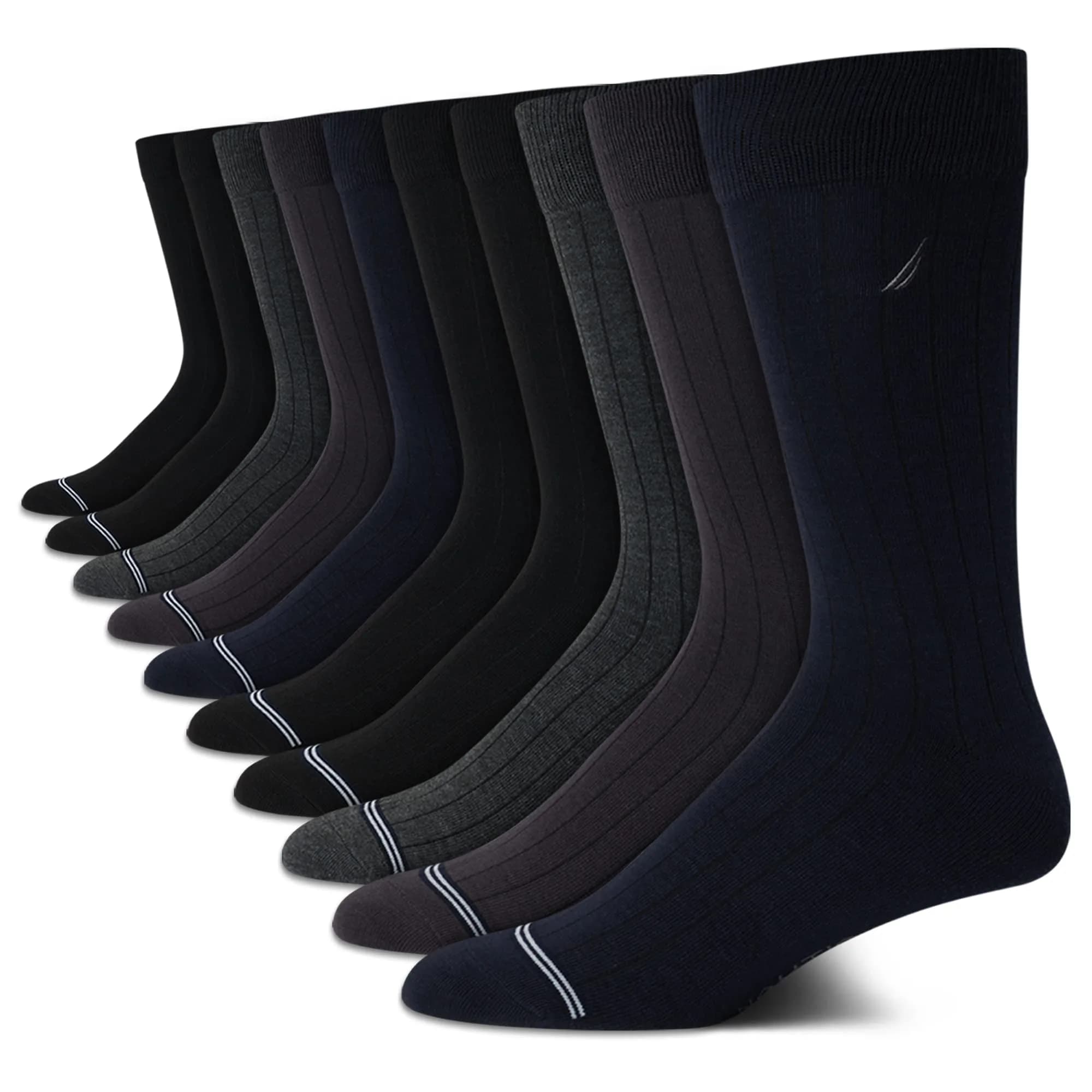 Nautica Mens Dress Socks 10 Pack | Comfort Stretch Crew Socks for Formal & Casual Wear - main product image