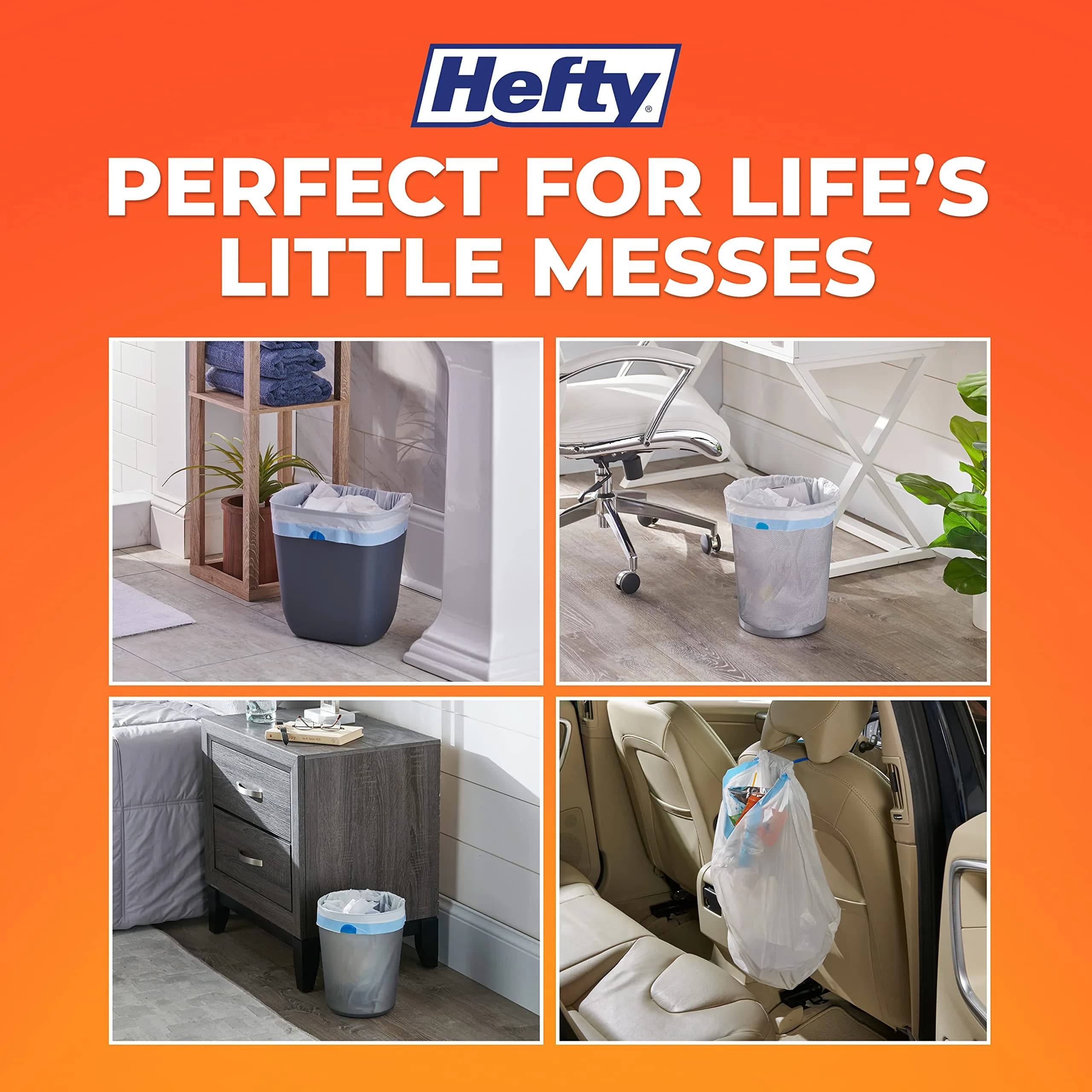 Hefty Small Trash Bags, 4 Gallon, 34 Count, Ocean Water Scent | Value Pack Waste Bag - view 5
