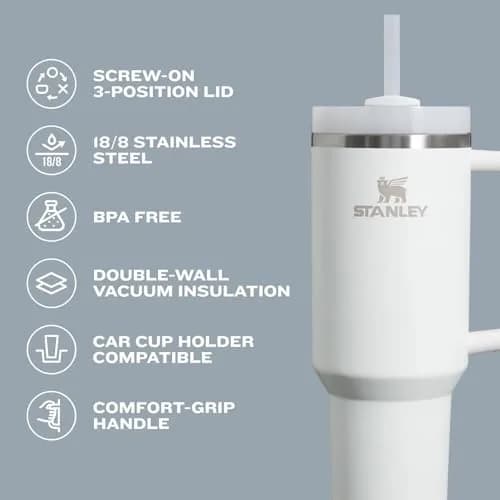 STANLEY Quencher H2.0 40 oz Tumbler in Dune Soft Matte with Handle and Straw - view 4