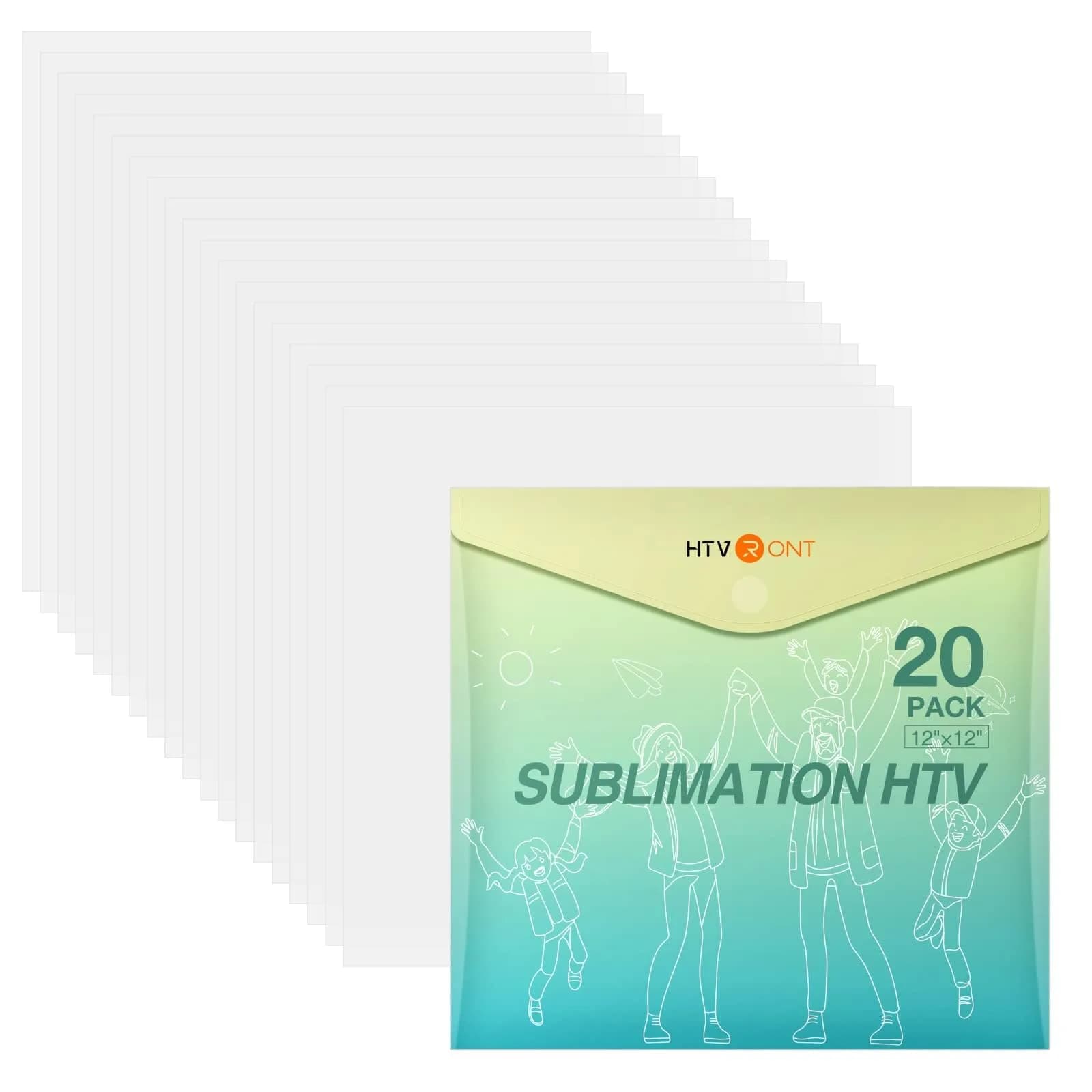 HTVRONT Sublimation Vinyl for Cotton Shirts 20 Pack 12x12" | Bright & Durable — Matte-Light
