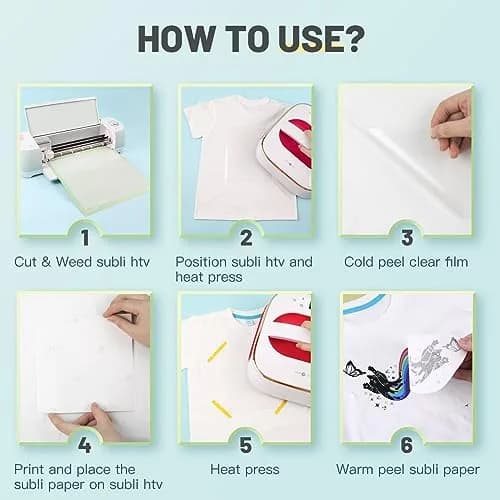 HTVRONT Sublimation Vinyl for Cotton Shirts 20 Pack 12x12" | Bright & Durable thumbnail 6
