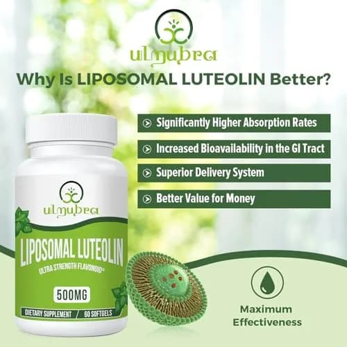Ulmubra Liposomal Luteolin 500MG | Maximum Absorption, Potent Flavonoid, 60 Softgels, Non-GMO, Gluten Free thumbnail 2