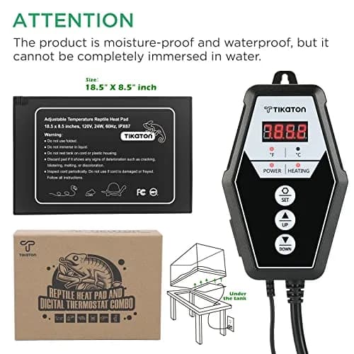 Tikaton Reptile Heating Pad & Digital Thermostat Combo Set | Under Tank Heater for 10-20gal/30-40gal Tank, Terrarium Heat Mat for Turtle/Snake/Lizard/Frog/Spider/Plant Box thumbnail 5