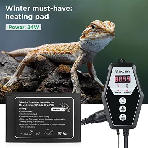 Tikaton Reptile Heating Pad & Digital Thermostat Combo Set | Under Tank Heater for 10-20gal/30-40gal Tank, Terrarium Heat Mat for Turtle/Snake/Lizard/Frog/Spider/Plant Box thumbnail 7