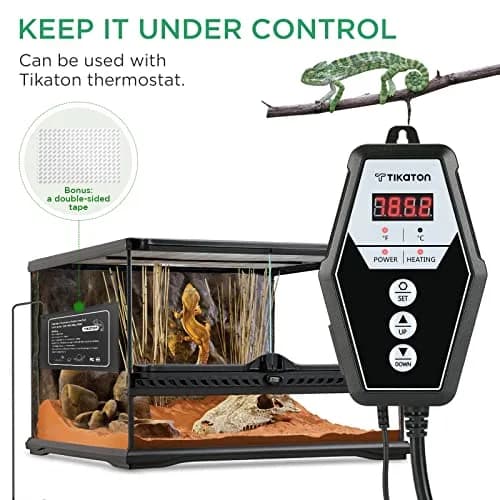 Tikaton Reptile Heating Pad & Digital Thermostat Combo Set | Under Tank Heater for 10-20gal/30-40gal Tank, Terrarium Heat Mat for Turtle/Snake/Lizard/Frog/Spider/Plant Box thumbnail 2