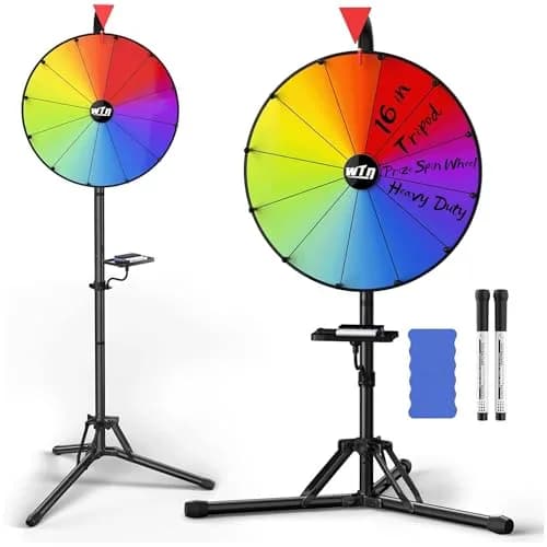 ORWOD 16 inch Prize Wheel Game with Stand, 12 Dry Erase Slots | Adjustable Height 36-64 Inches — 16 inch