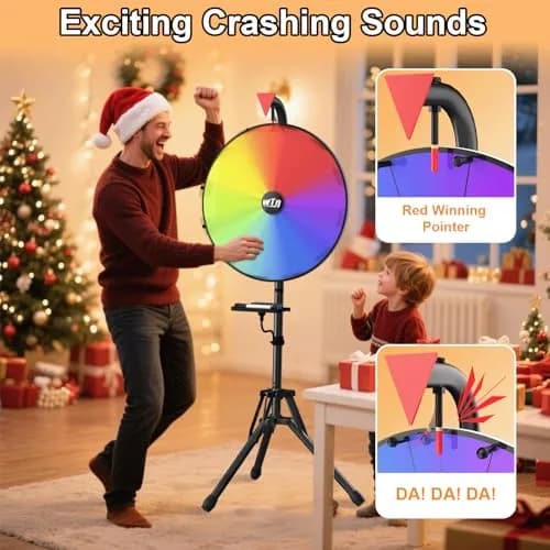 ORWOD 16 inch Prize Wheel Game with Stand, 12 Dry Erase Slots | Adjustable Height 36-64 Inches thumbnail 5