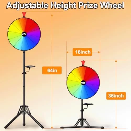 ORWOD 16 inch Prize Wheel Game with Stand, 12 Dry Erase Slots | Adjustable Height 36-64 Inches thumbnail 7