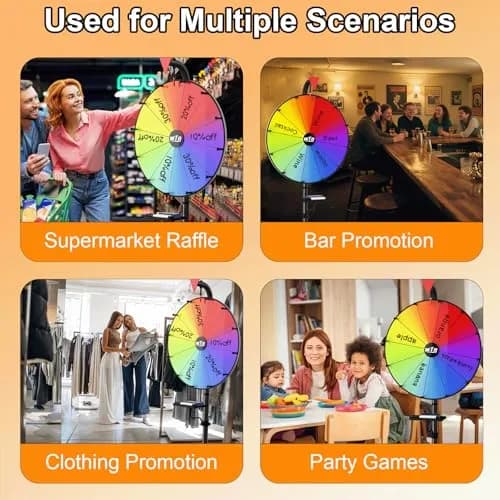 ORWOD 16 inch Prize Wheel Game with Stand, 12 Dry Erase Slots | Adjustable Height 36-64 Inches thumbnail 3