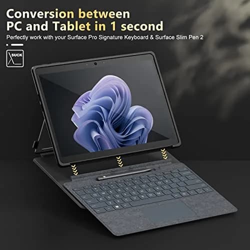 INFILAND Military Drop Protection Case for Surface Pro 11/10/9 13-inch Tablet with Type Cover Keyboard Support, Black thumbnail 7