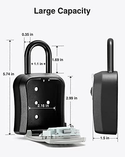 Puroma Outdoor Key Lock Box Gray | 4-Digit Combination Lockbox for House Keys thumbnail 4