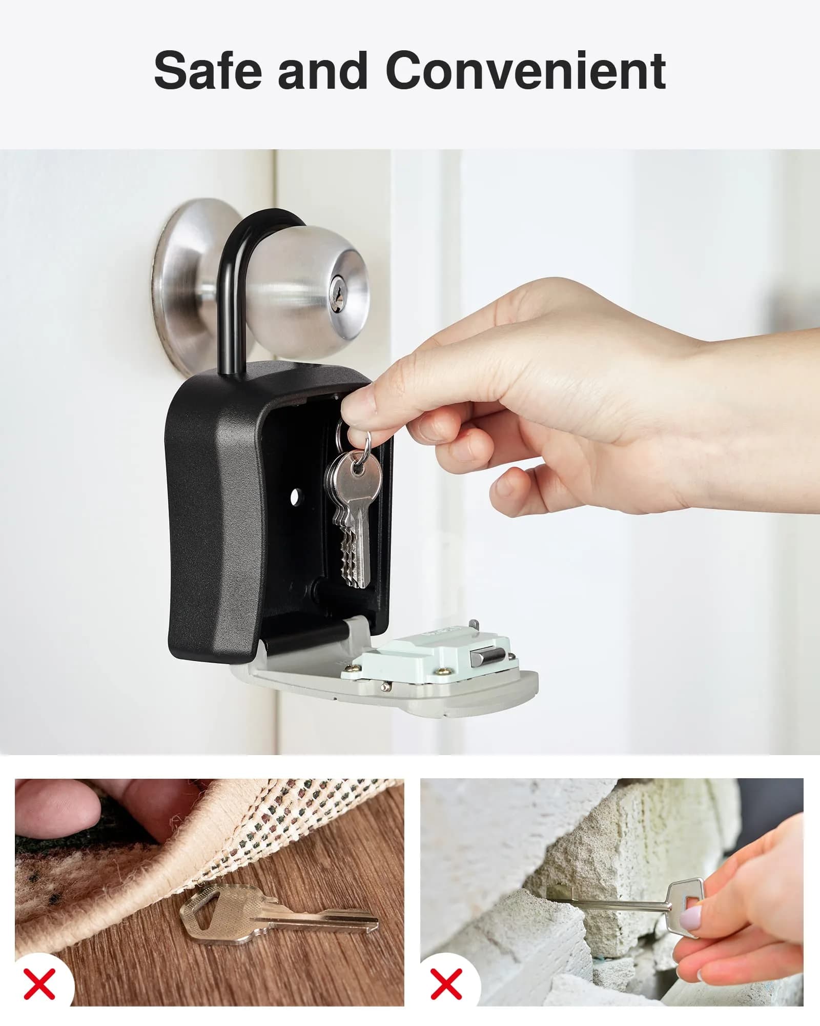 Puroma Outdoor Key Lock Box Gray | 4-Digit Combination Lockbox for House Keys - view 7